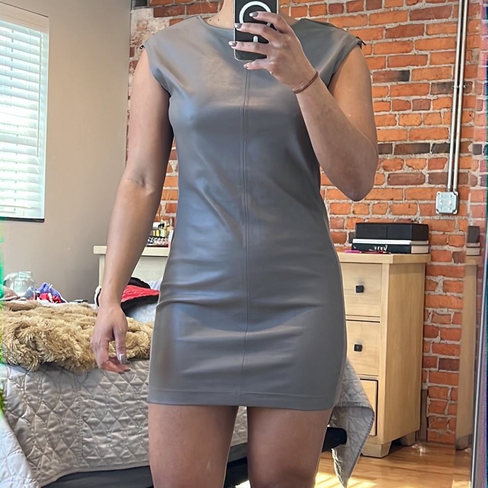 Like New BCBG faux leather mini dress